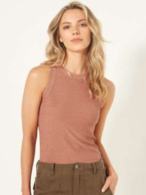Eva Glitter Tank | Rose Gold
