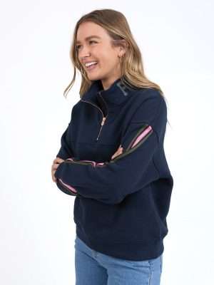 Foxwood Varsity Zip Crew | Navy