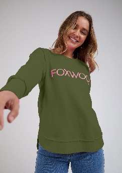 Foxwood Simplified Metallic Crew | Olive Pink