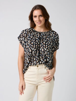 Stella + Gemma Clio Blouse | Navy Leopard