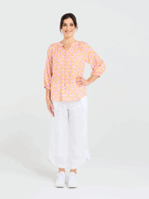 Blackstone Colette Top | Sunset Coral Geo