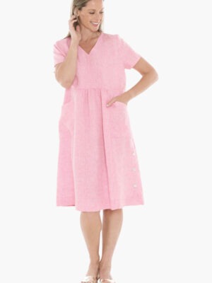 Jump Side Button Dress | Flamingo