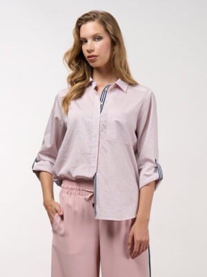 Madly Sweetly Mixed Media Stripe Shirt | Blush