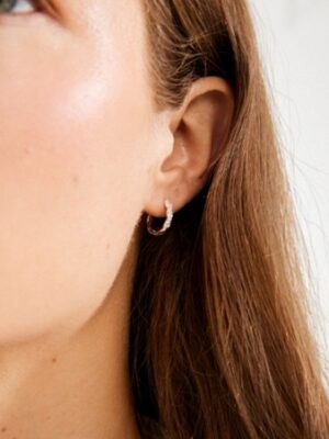 Pilgrim Ezo Twist Crystal Hoop Earrings | Silver