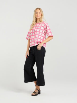 Et Alia Mila Top | Pink Gridlock