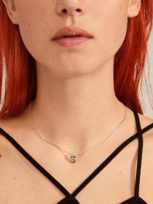 Pilgrim Thankful Square Pendant Necklace | Silver