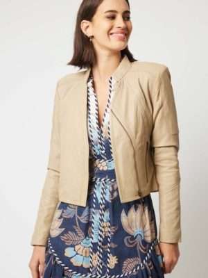 Oncewas Lyra Leather Jacket | Oatmeal