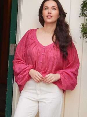Charlo Milana Top | Bright Pink