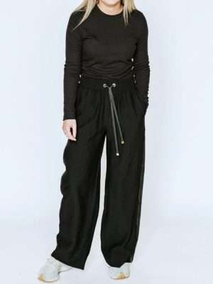 Moke Indiana Pant | Black with Satin