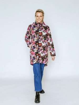 Moke Georgie Rain Coat | Purple Fleur