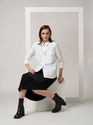 Madly Sweetly Mixed Media Shirt | White A25