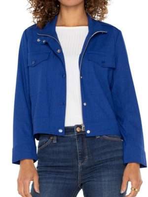 Liverpool Utility Crop Jacket | Blue Topaz