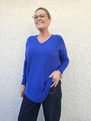 Bridge & Lord Queen Vee Top | Cobalt