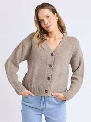 Foxwood Jensen Button Cardi | Mushroom