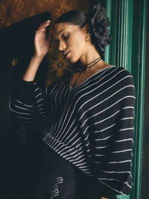 Oncewas Francine Stripe Knit Top