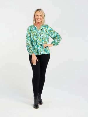 Blackstone Valerie Raglan Frill Top | Jade