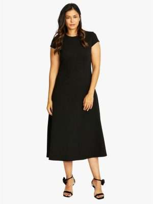 Ping Pong Ponti Seamed Dress | Black