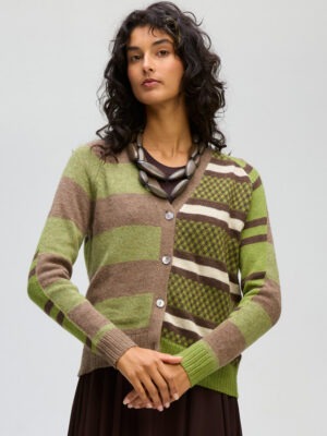 LD & Co Groove Stripe Cardi | Cocoa
