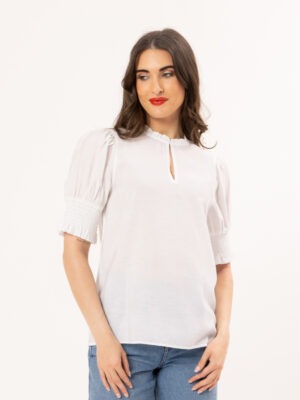 Leila + Luca SS Movement Blouse | White