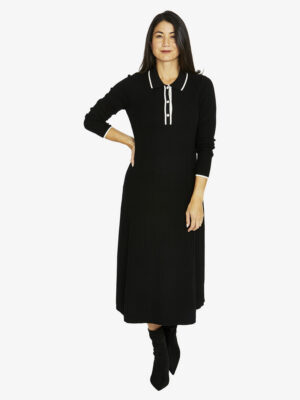 Jump Tipped Collar Dress | Black