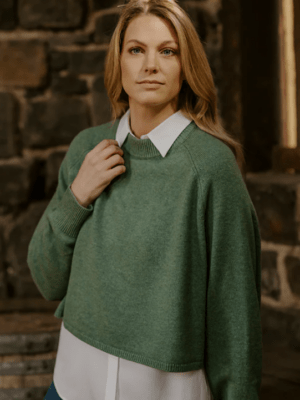 Fields Batwing Jumper | Forest Green