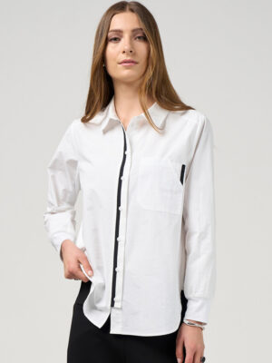 Madly Sweetly Mixed Media Shirt | White W26