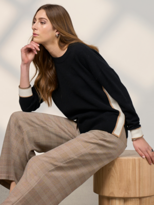 Madly Sweetly College Sweater | Black Winter White