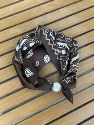 Pearl Fasten Neck Tie | Cocoa Paisley