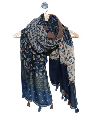 Archer House Paisley & Spot Scarf | Navy
