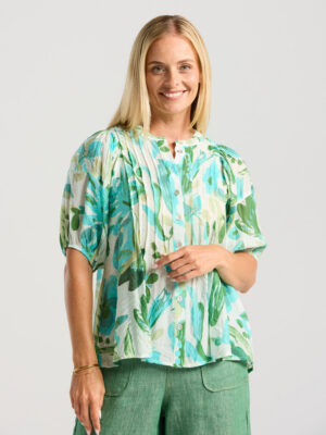Blackstone Bridget Pintuck Top | Spearmint