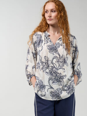 Madly Sweetly Blueprint Blouse | Silk White