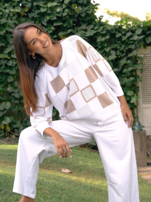 Patch Pointelle Top | White