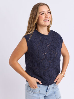 Foxwood Luna Knit Vest | Dark Sapphire