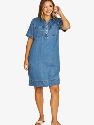 Jump Soft Denim Dress | Mid Blue