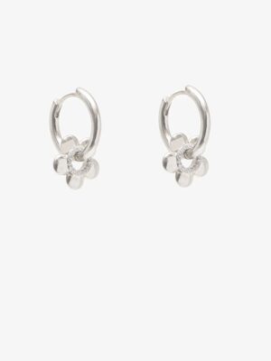 Antler Daisy Huggie Earring | Silver