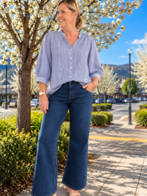 Renoma Callan Bella Stripe Shirt | Denim