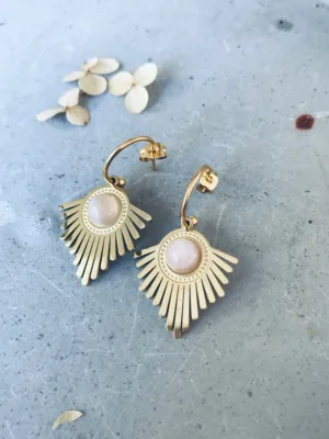 Twigg  Delphi Wales hoop Earrings | Rose Quartz